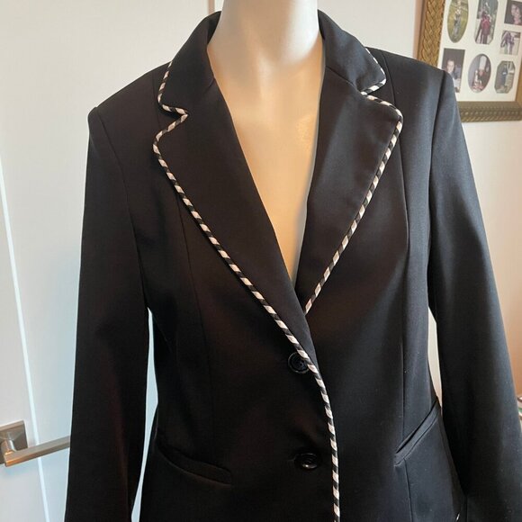 Pink Tartan Regatta Jacket 2 Button Lined Cotton Poly Blend Blazer Blk Wht Sz 8 - Picture 2 of 9